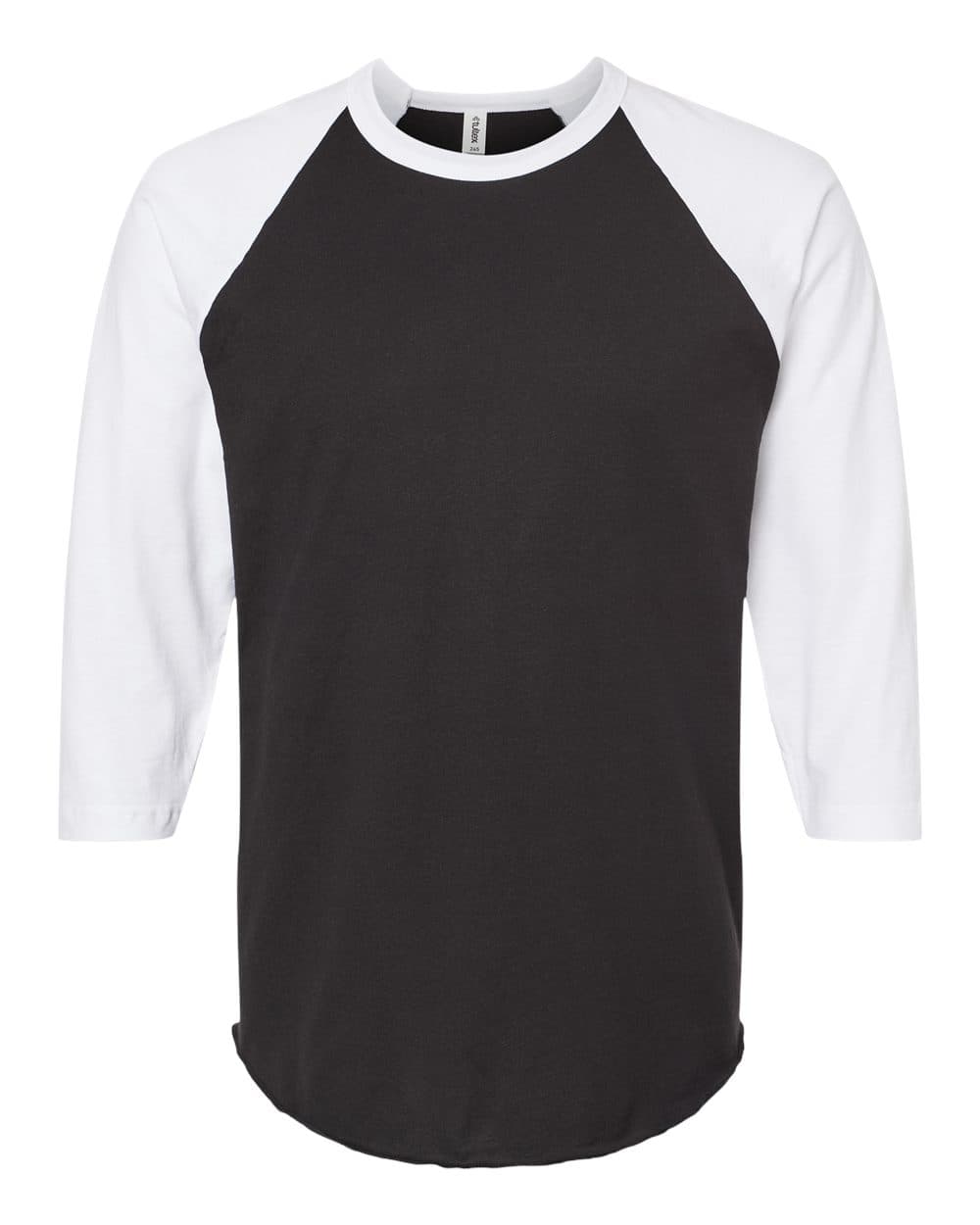 Tultex 245 Unisex Fine Jersey Raglan T-Shirt in Black/ White