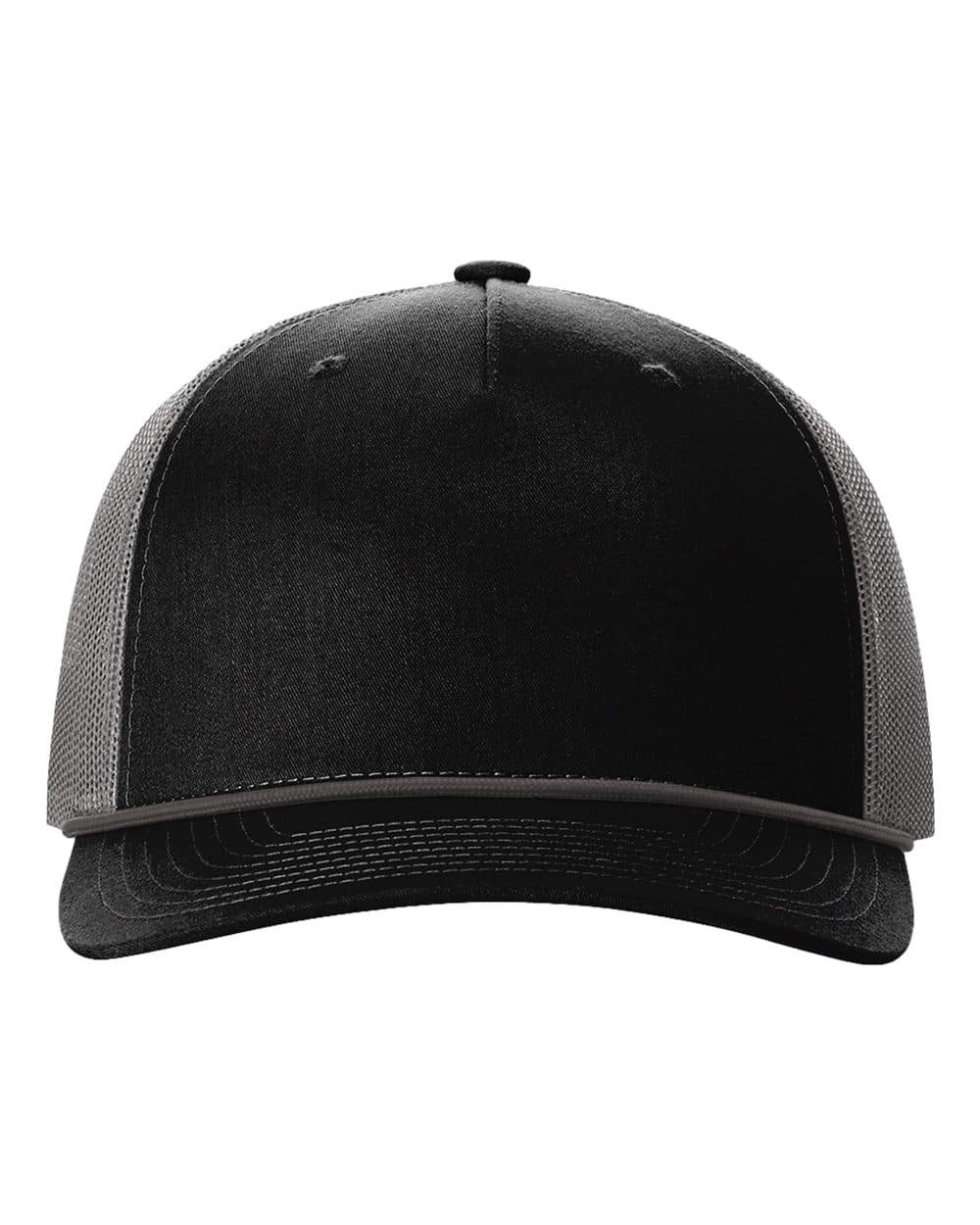 Richardson 112FPR Five-Panel Trucker Rope Cap in Black/ Charcoal