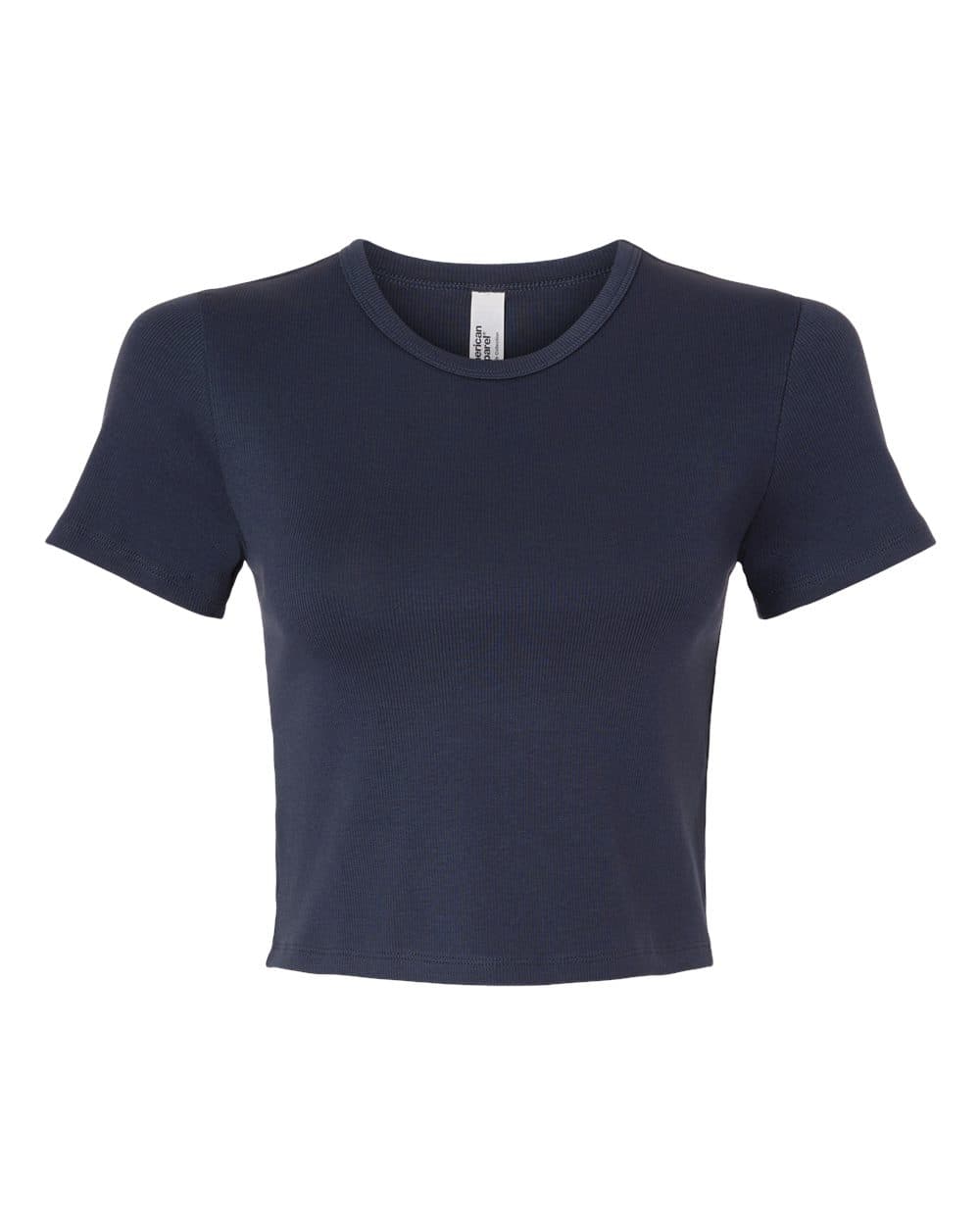 American Apparel BR210 Women's Baby Rib Fitted Cropped Tee in Navy
