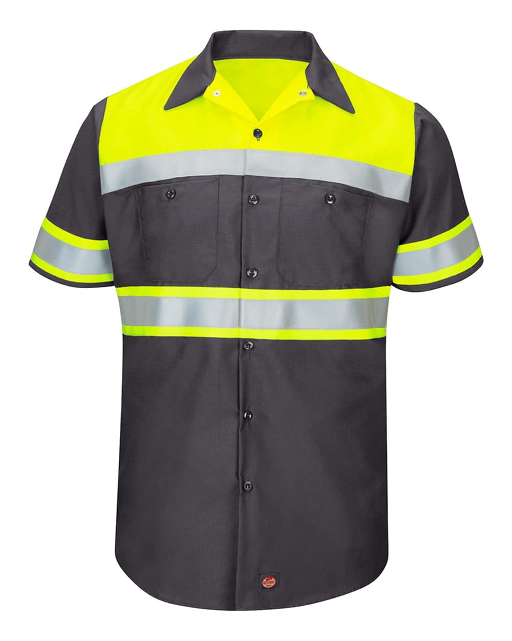 Red Kap SY80 Men's Hi-Visibility Colorblock Ripstop Short Sleeve Work Shirt