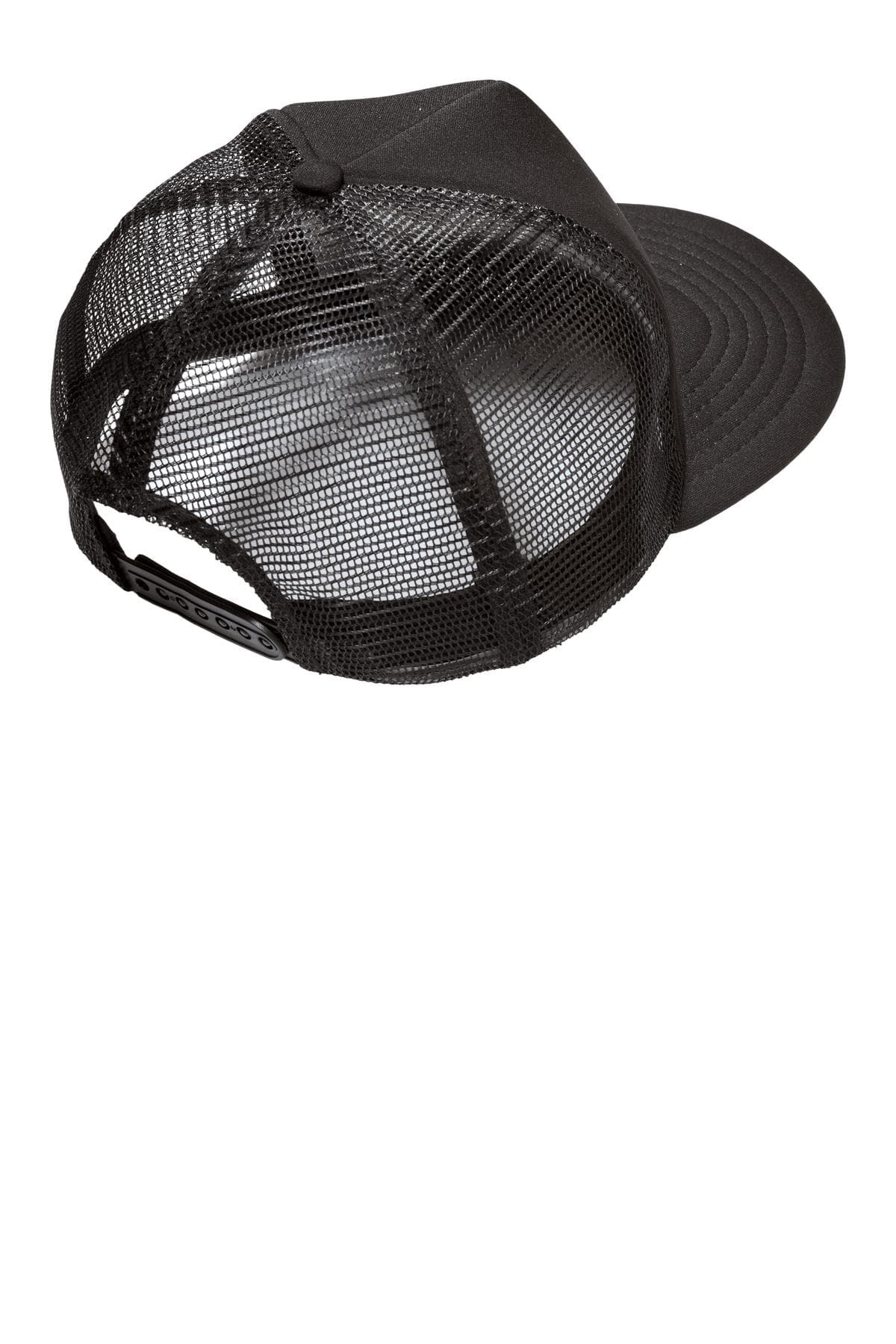 District DT624 Flat Bill Snapback Trucker Cap in Black