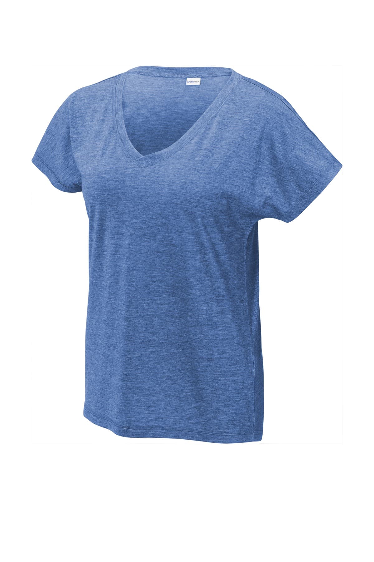 Sport-Tek LST401 Women's PosiCharge Tri-Blend Wicking Dolman Tee in True Royal Heather