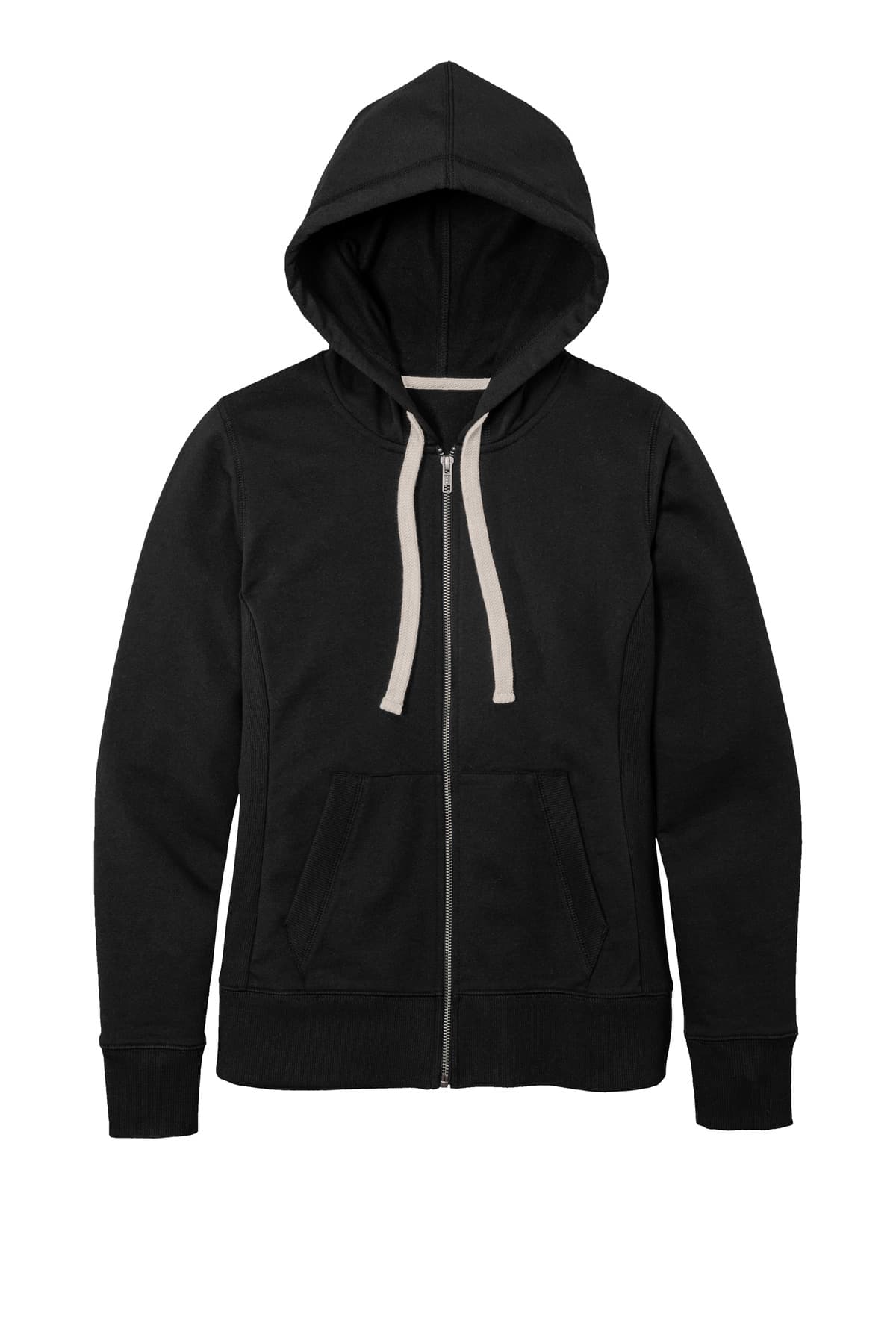 District DT8103 Women's Re-FleeceFull-Zip Hoodie in Black