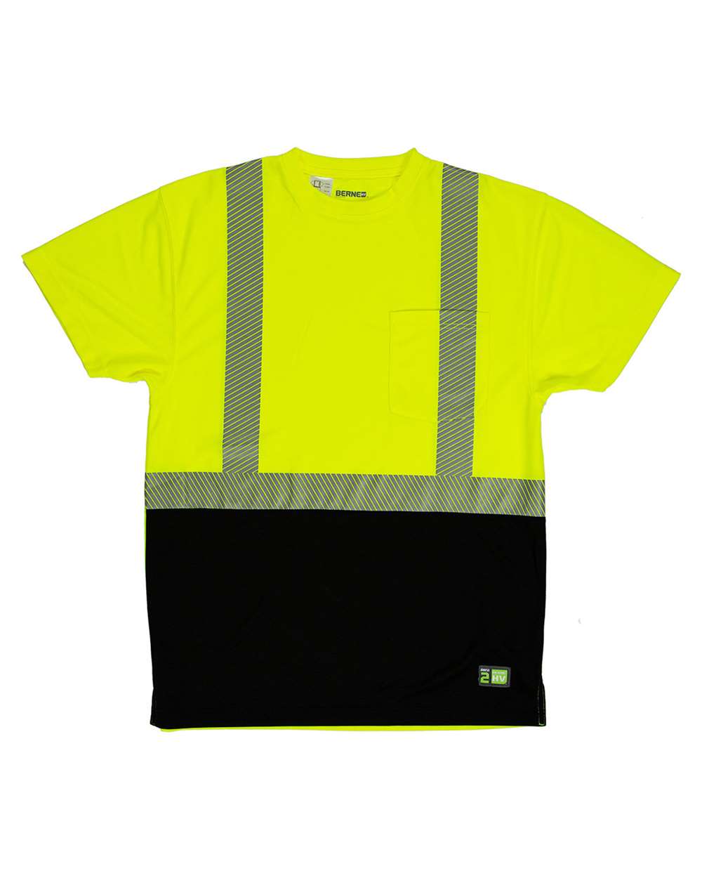 Berne Apparel HVK017 Men's Hi-Vis Class 2 Color Blocked Pocket T-Shirt