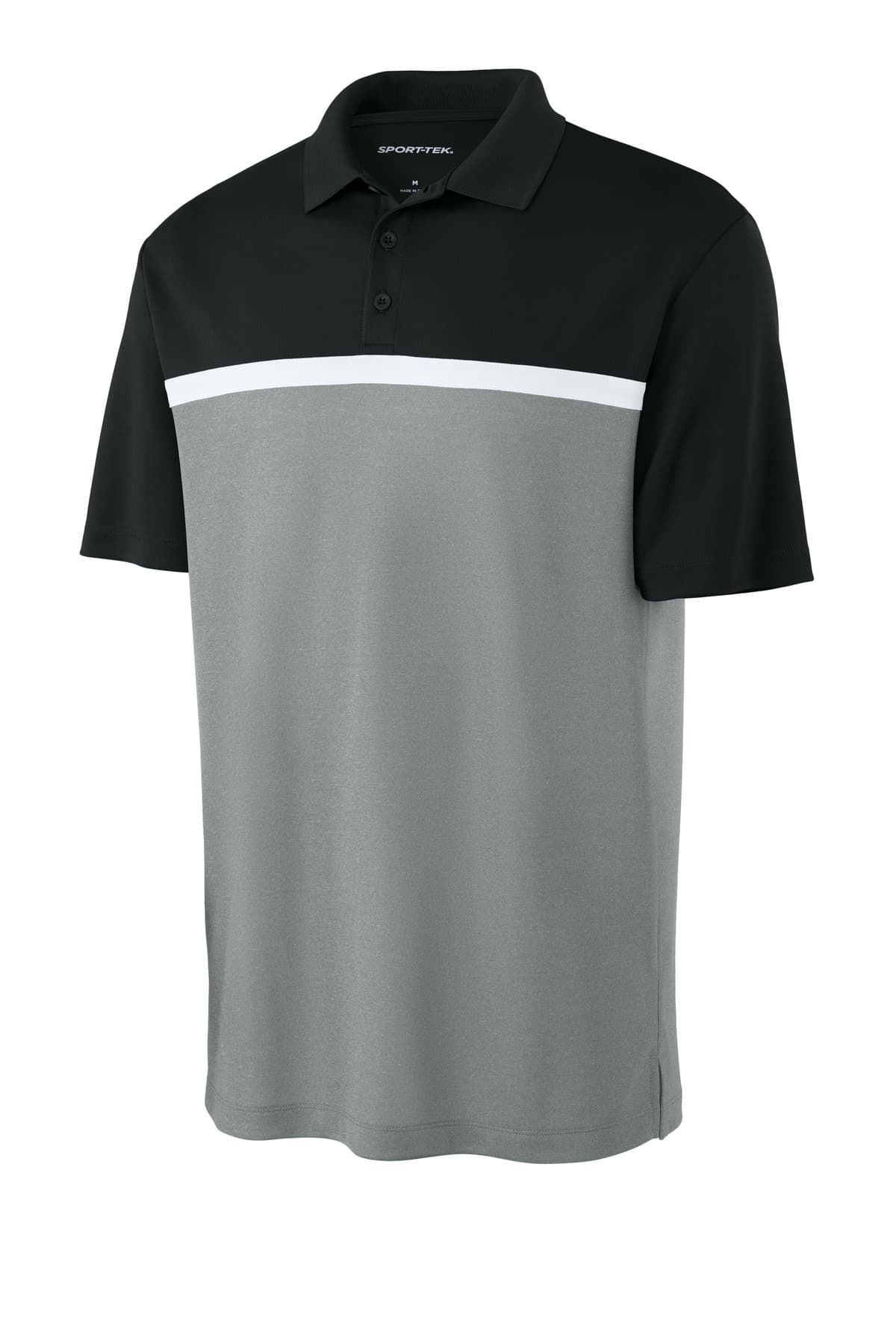 Sport-Tek ST741 in Black/ Grey Concrete Heather/ White