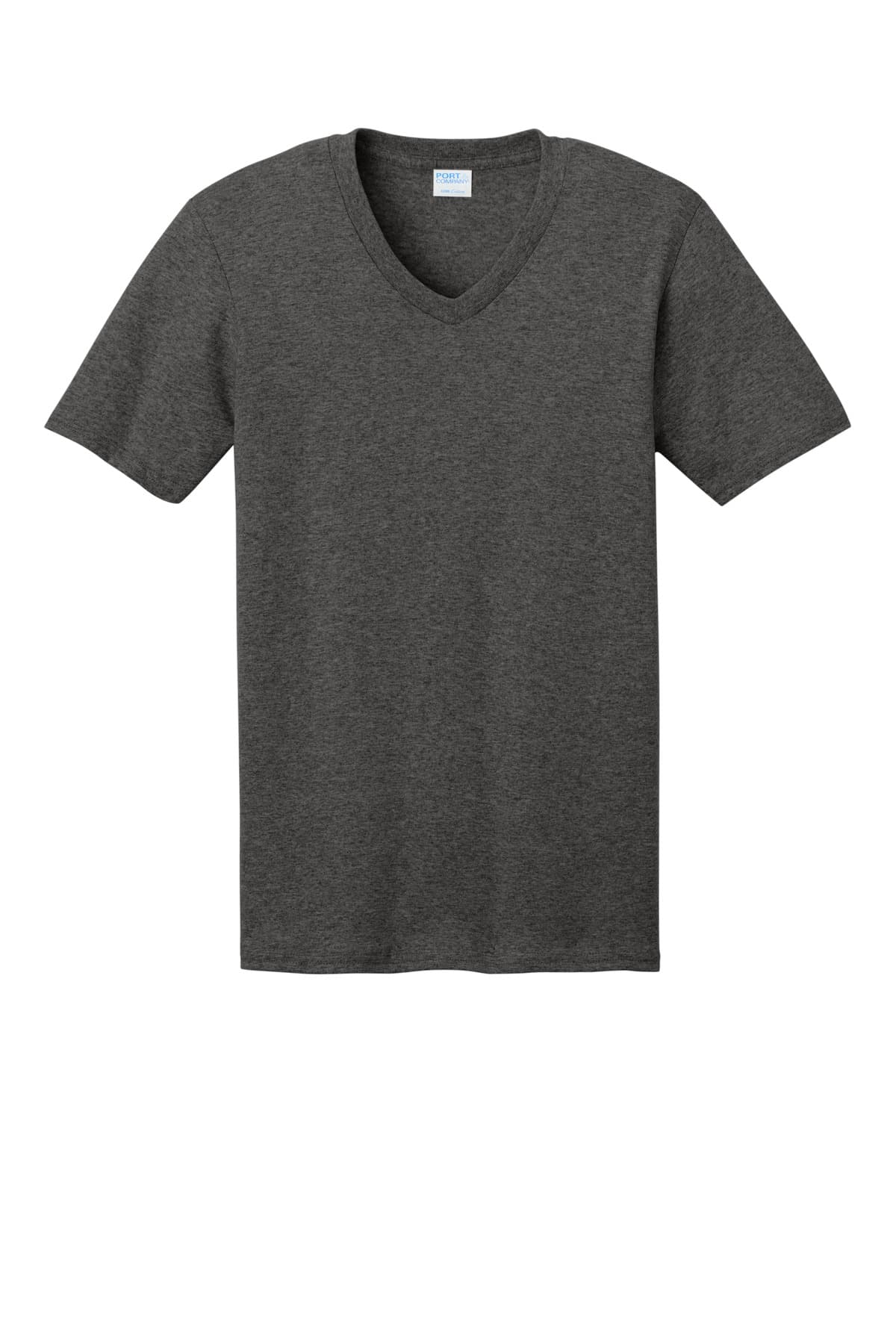 Port & Co PC54V Core Cotton V-Neck Tee in Dark Heather Grey
